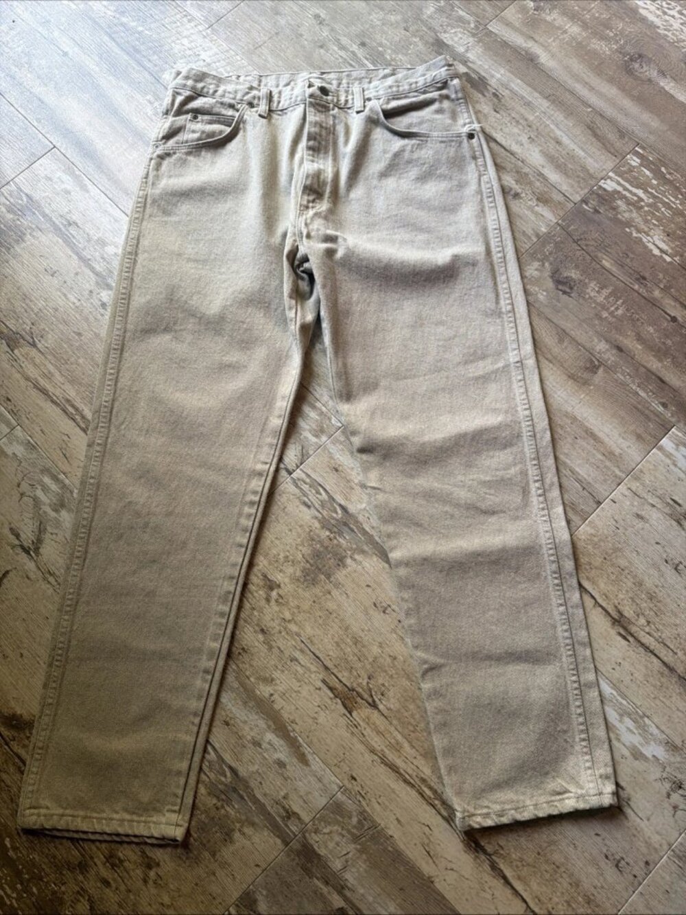 VTG WRANGLER Tan Jeans Straight Leg Cotton Made In USA Men’s 36x30